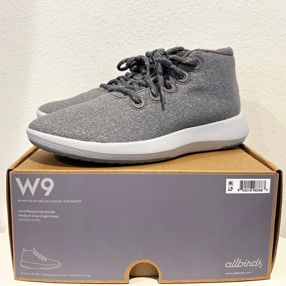 Allbirds Women Wool Runner-Up Mizzle in Medium Grey, Size 9, New in Box
